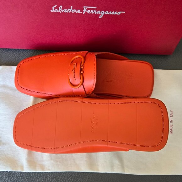 Salvatore Ferragamo Vulcano Red Calf Leather Mule - Picture 10 of 12